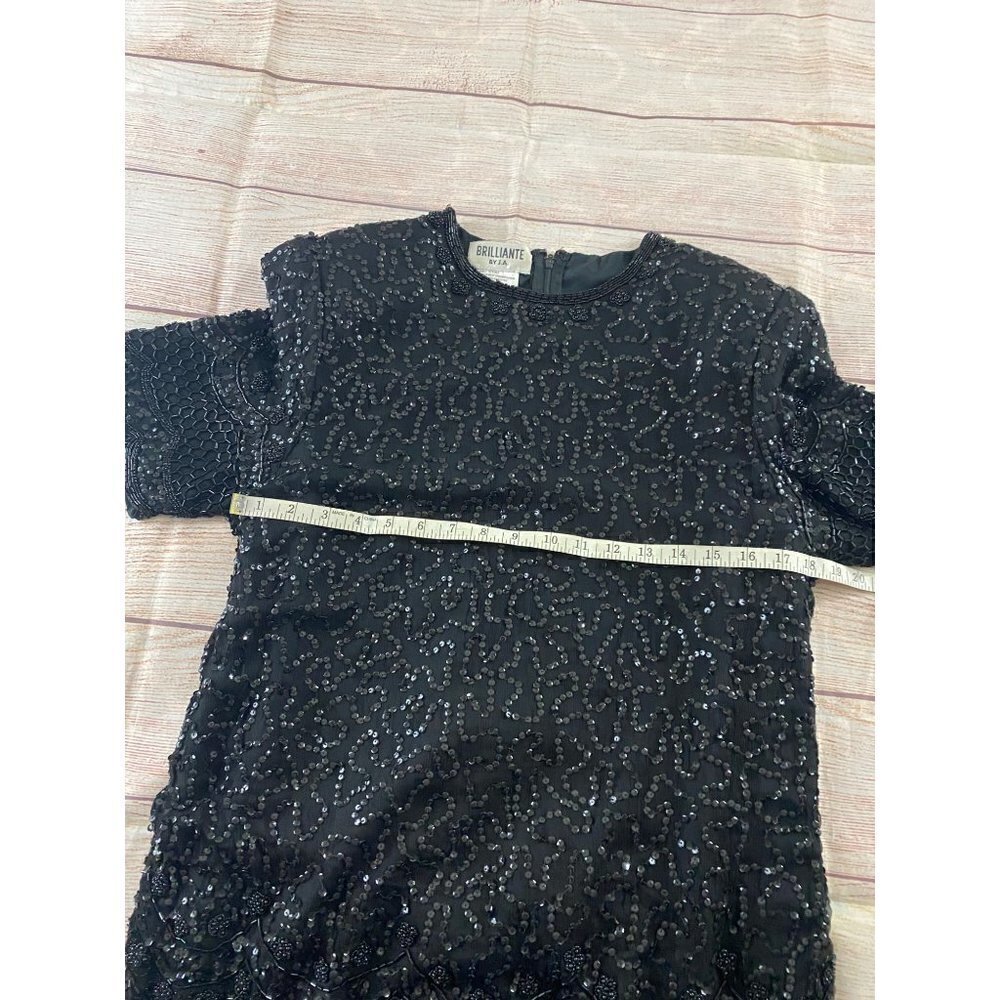 Vintage Brilliante By J.A Women's Black Beaded 100% Silk Dress - Medium - Picture 4 of 12